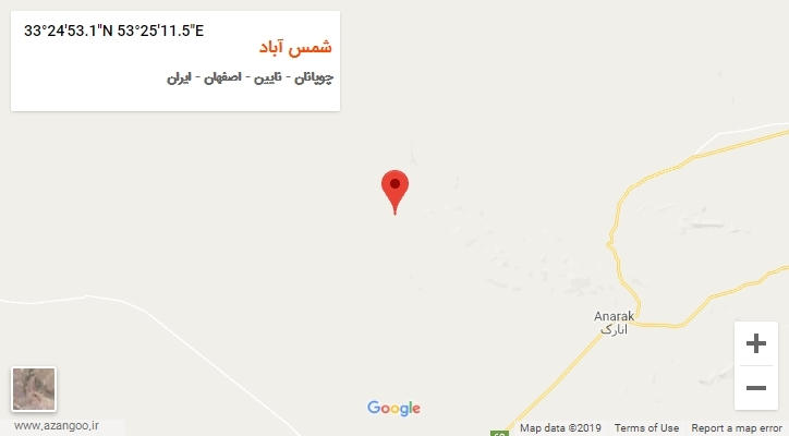 روستای شمس آباد بر روی نقشه