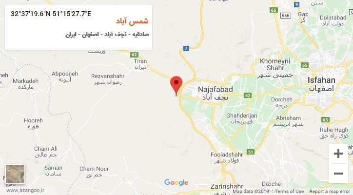 روستای شمس آباد بر روی نقشه