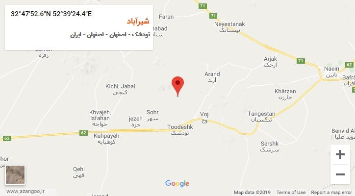روستای شیرآباد بر روی نقشه