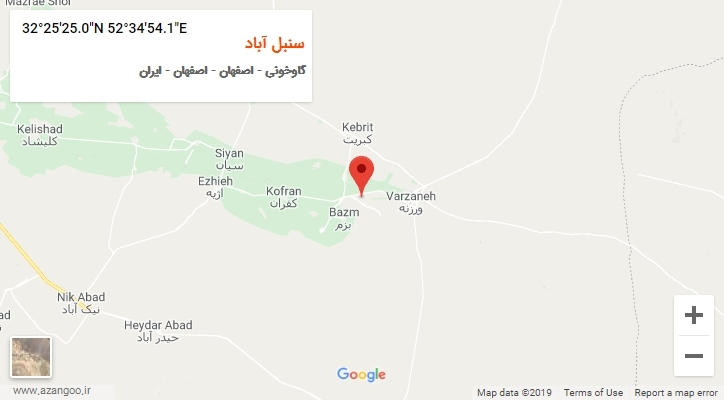 روستای سنبل آباد بر روی نقشه