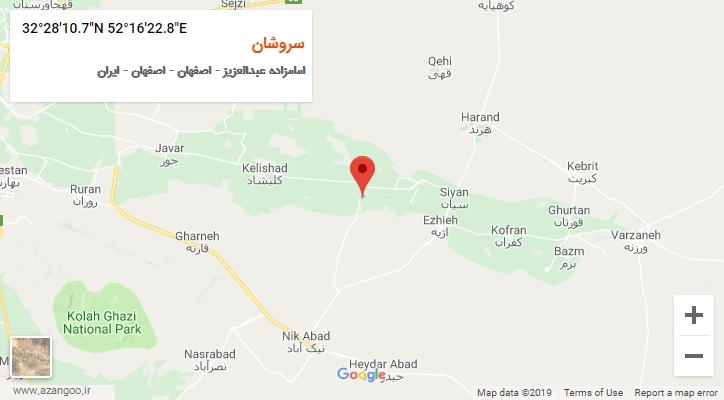 روستای سروشان بر روی نقشه