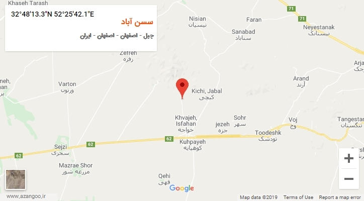 روستای سسن آباد بر روی نقشه