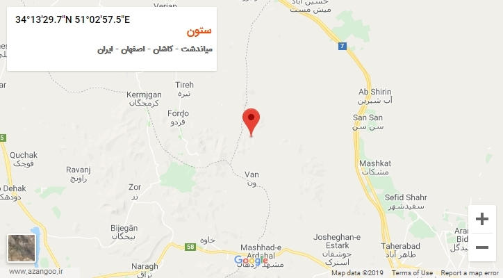 روستای ستون بر روی نقشه
