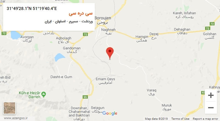روستای سی دره سی بر روی نقشه