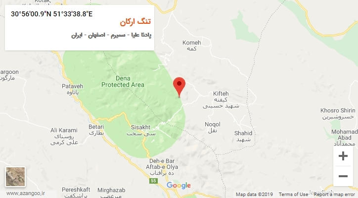 روستای تنگ ارکان بر روی نقشه