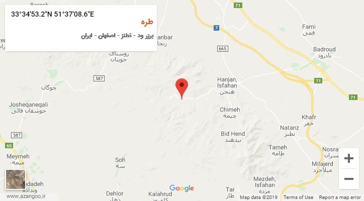 روستای طره بر روی نقشه