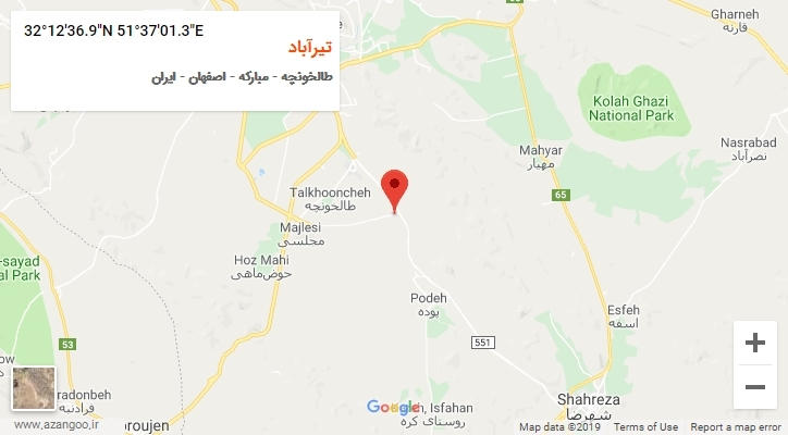 روستای تیرآباد بر روی نقشه