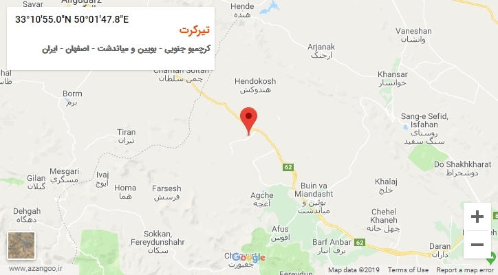 روستای تیرکرت بر روی نقشه