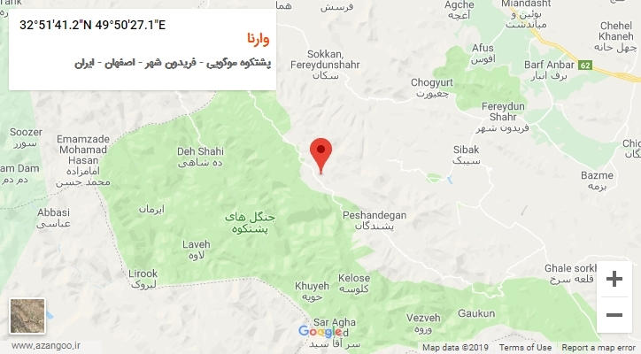 روستای وارنا بر روی نقشه