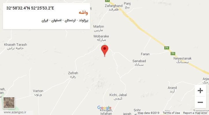 روستای واشه بر روی نقشه