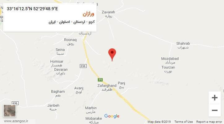 روستای ورازان بر روی نقشه