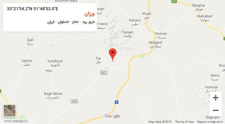 روستای ورزان بر روی نقشه