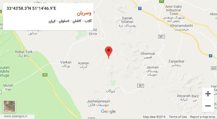روستای وسریان بر روی نقشه