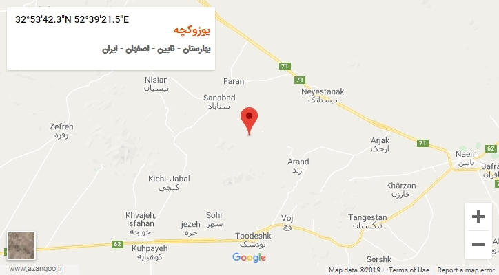 روستای یوزوکچه بر روی نقشه