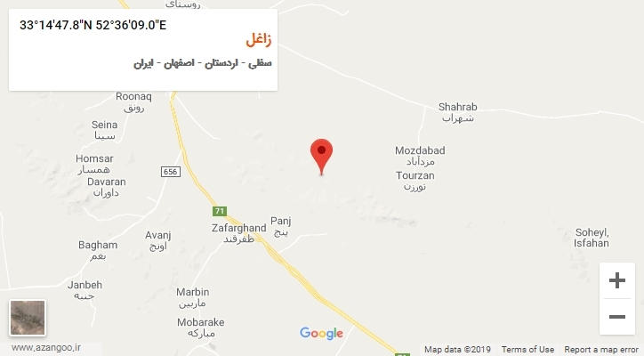 روستای زاغل بر روی نقشه