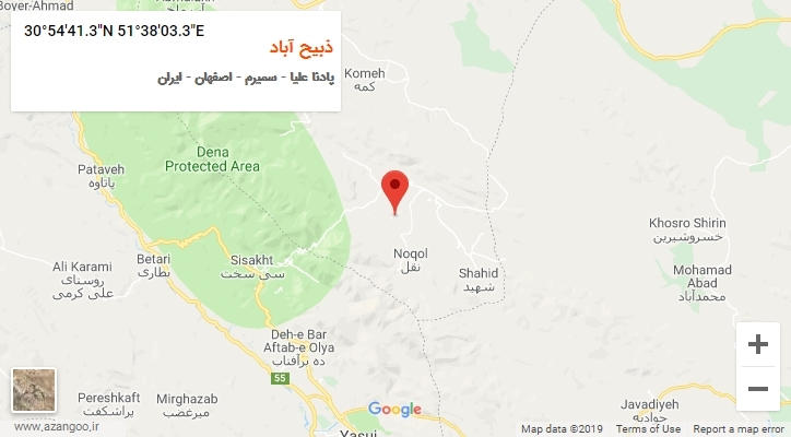 روستای ذبیح آباد بر روی نقشه