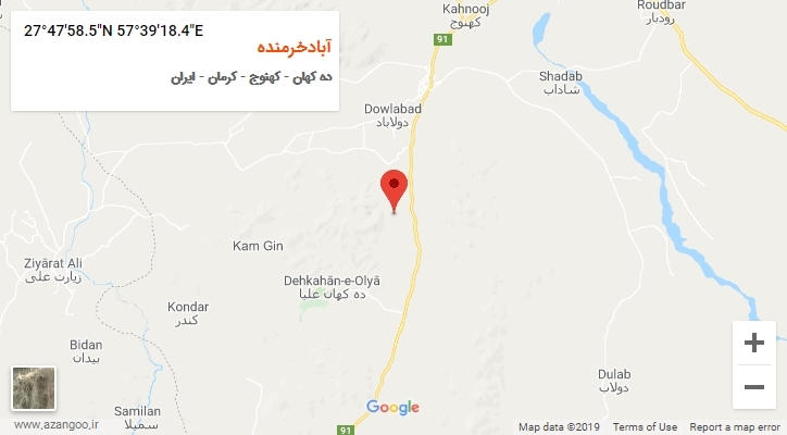 روستای آبادخرمنده بر روی نقشه