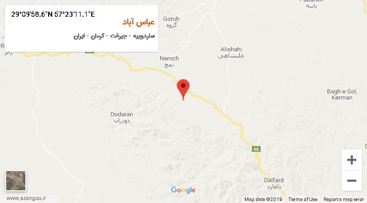 روستای عباس آباد بر روی نقشه