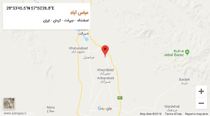 روستای عباس آباد بر روی نقشه