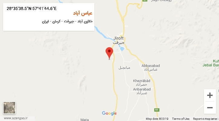 روستای عباس آباد بر روی نقشه