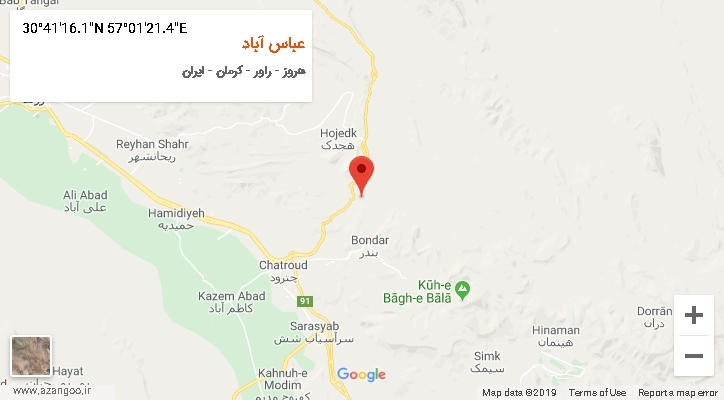 روستای عباس آباد بر روی نقشه