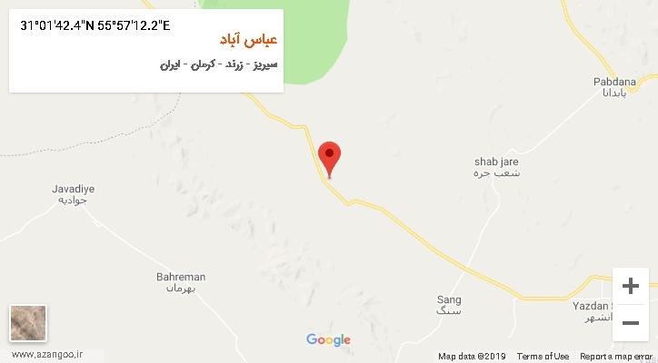 روستای عباس آباد بر روی نقشه
