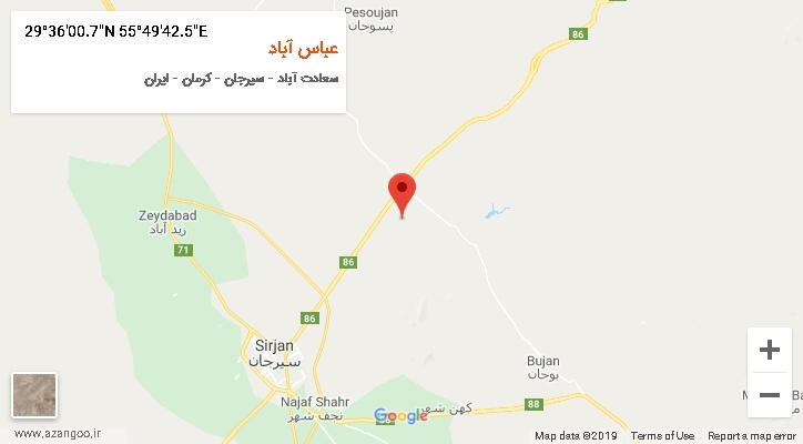 روستای عباس آباد بر روی نقشه