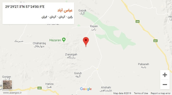 روستای عباس آباد بر روی نقشه