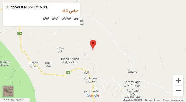 روستای عباس آباد بر روی نقشه