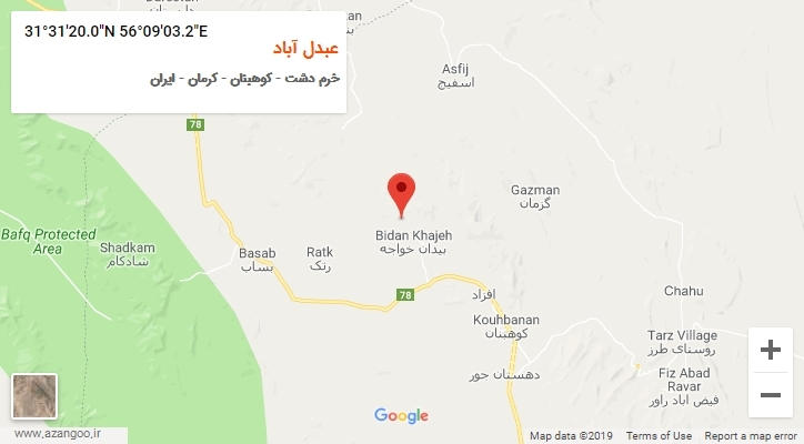 روستای عبدل آباد بر روی نقشه