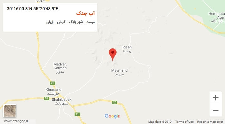 روستای آب جدک بر روی نقشه