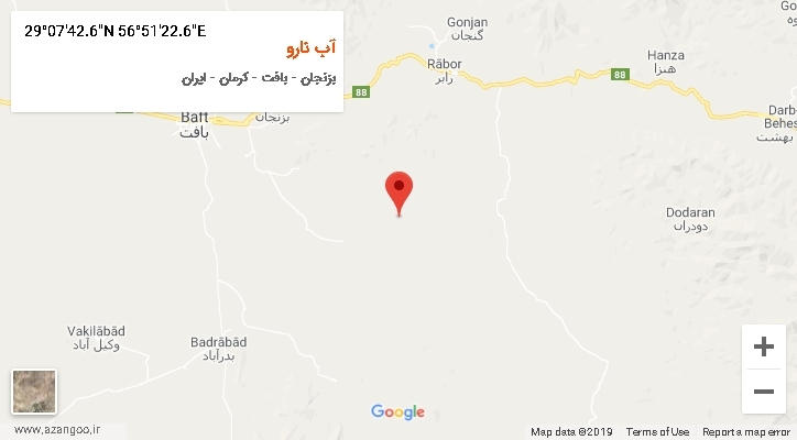 روستای آب نارو بر روی نقشه