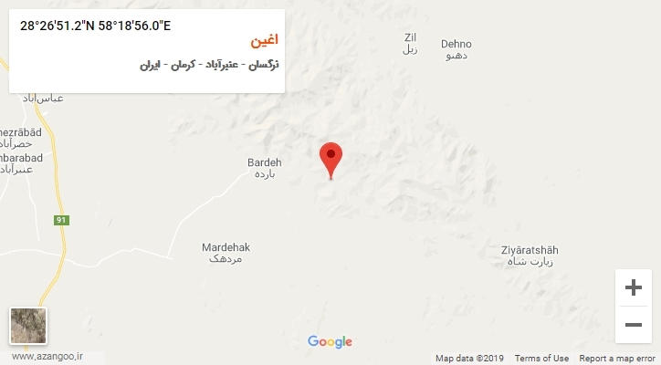 روستای اغین بر روی نقشه