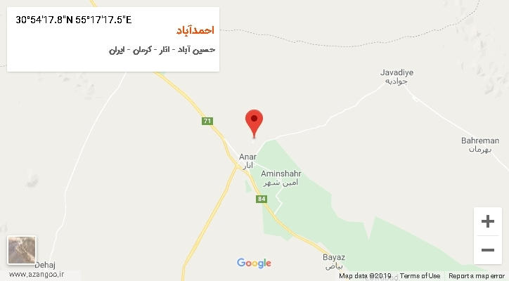 روستای احمدآباد بر روی نقشه
