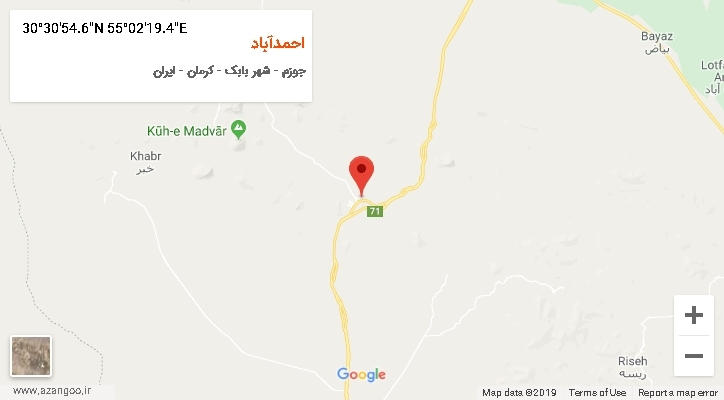 روستای احمدآباد بر روی نقشه