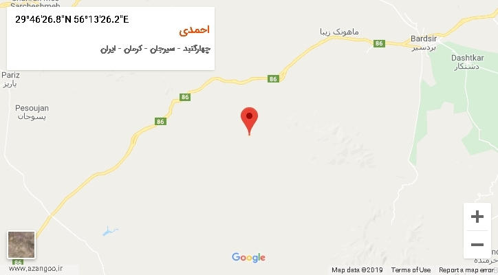 روستای احمدی بر روی نقشه