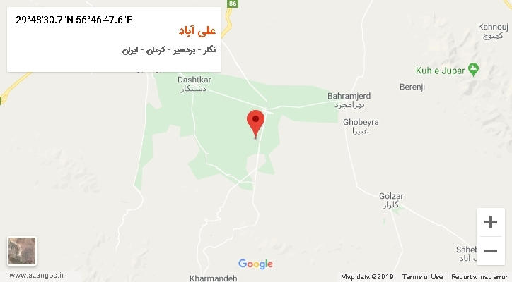 روستای علی آباد بر روی نقشه