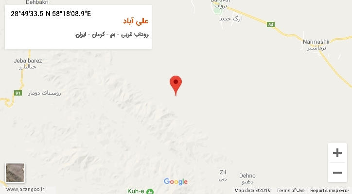 روستای علی آباد بر روی نقشه