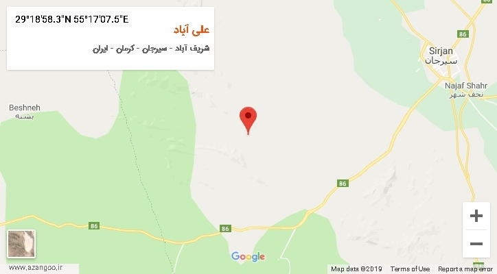 روستای علی آباد بر روی نقشه
