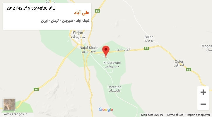 روستای علی آباد بر روی نقشه