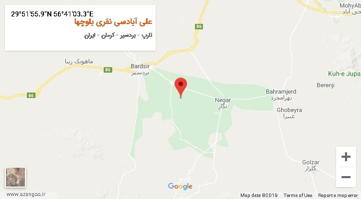 روستای علی آبادسی نفری بلوچها بر روی نقشه