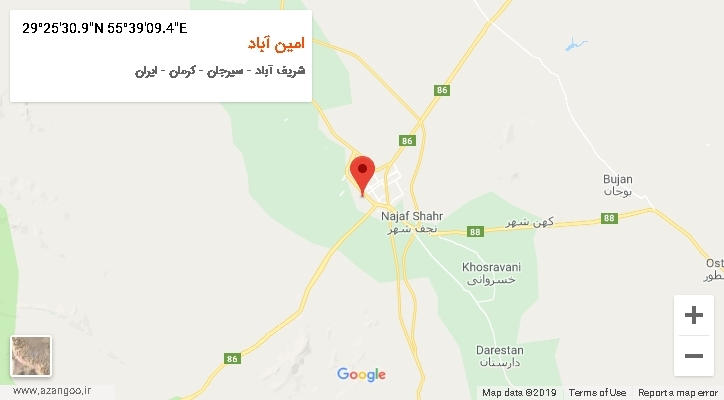 روستای امین آباد بر روی نقشه