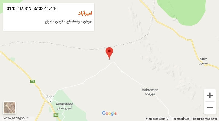 روستای امیرآباد بر روی نقشه