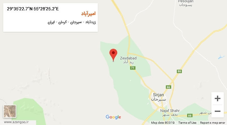 روستای امیرآباد بر روی نقشه