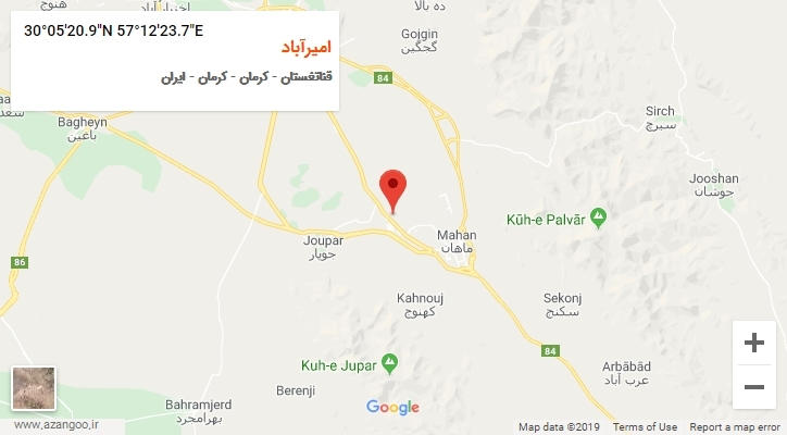 روستای امیرآباد بر روی نقشه