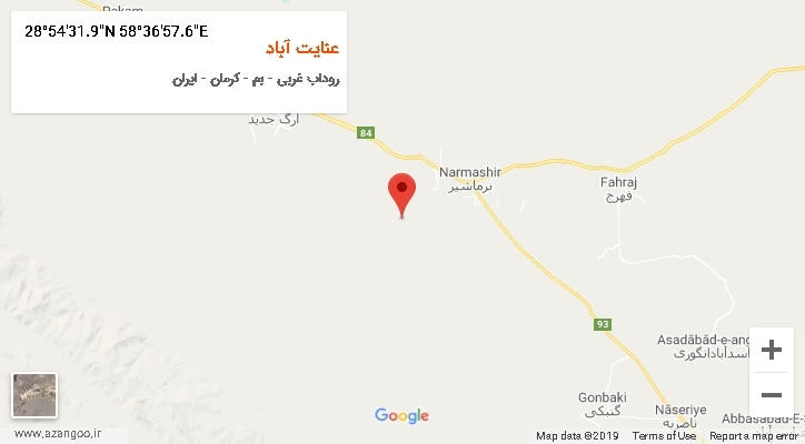 روستای عنایت آباد بر روی نقشه