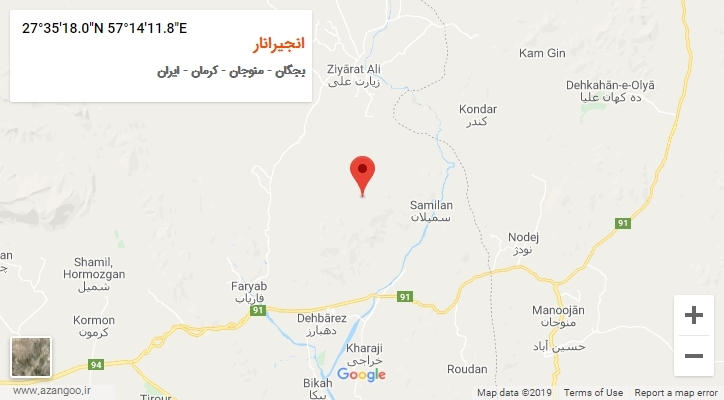 روستای انجیرانار بر روی نقشه