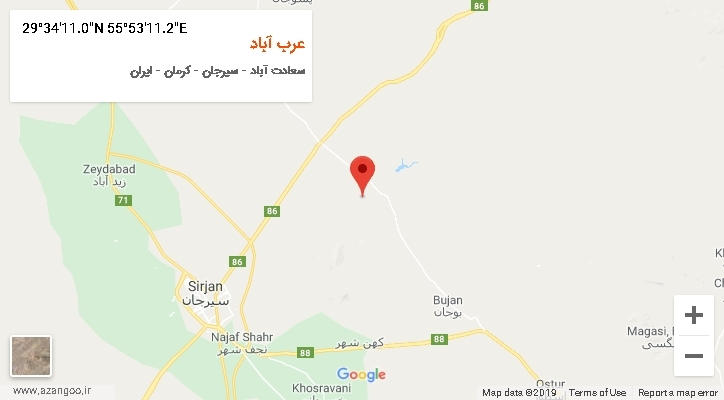 روستای عرب آباد بر روی نقشه