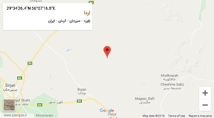 روستای اردا بر روی نقشه