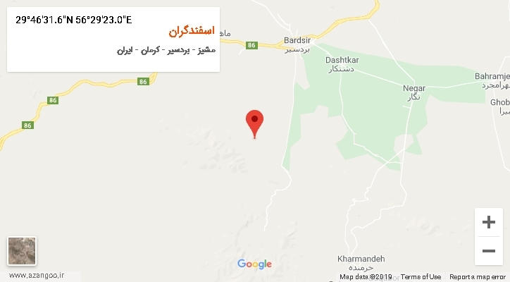 روستای اسفندگران بر روی نقشه